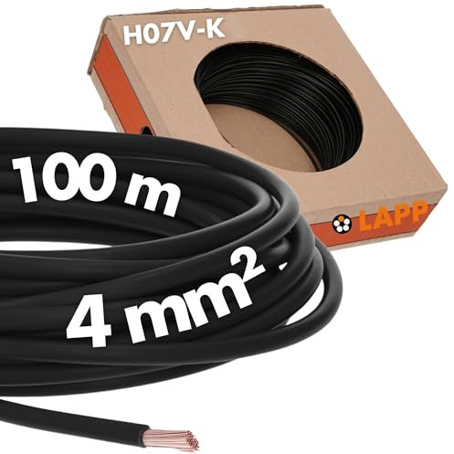 100 Meter Lapp 4520013 H07V-K Kabel 4mm² PVC Leitung Schwarz 1x4 Einzelader Schwarz