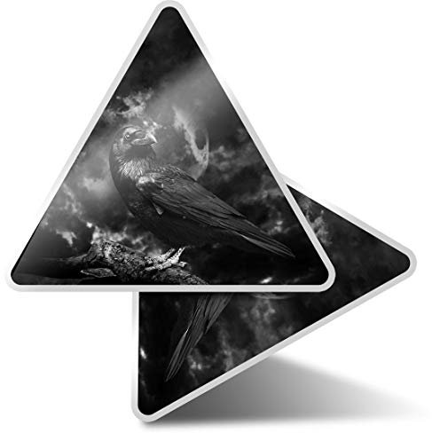2 x dreieckige Aufkleber 10 cm – BW – schwarze Rabenkrähe Schwarz Vogel Laptop Tablet Gepäck Scrapbook #43861