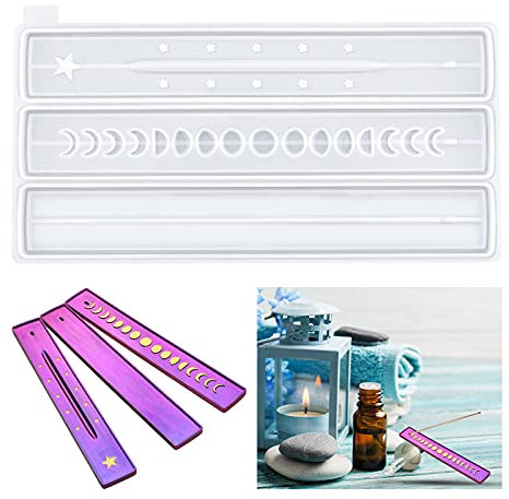 WANDIC Moule rectangulaire en résine, en silicone, phase de lune pour bâtons d'encens - Pour loisirs créatifs, décoration d'intérieur