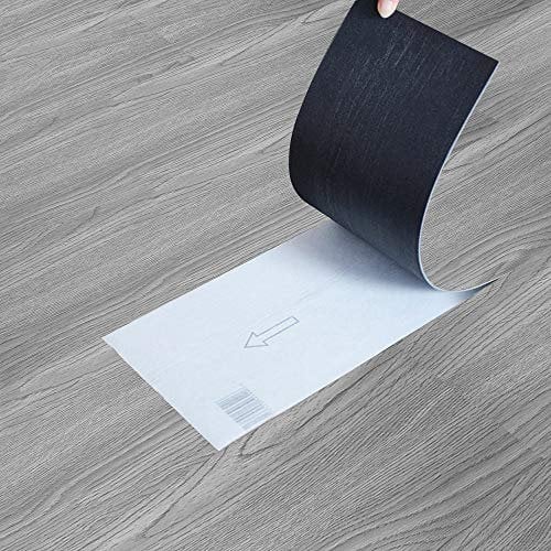 Self-Adhesive Vinyl Flooring - 5m², 36 Tiles, 91.5x15.2cm Grained Plank Effect Waterproof PVC Peel & Stick Floor Tiles for Living Room, Bathroom, Kitchen, Bedroom, Home Office (Washed Grey)