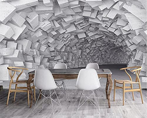 MUMUWUSG Fototapete 3D Effekt Weiß Weltraum Tunnel Gebäude Fototapeten Vlies Tapeten Wandtapete Vliestapete Wandbild Wand Schlafzimmer Wohnzimmer Büro Küche 200X150Cm