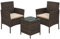 SONGMICS Balkonmöbel, Gartenmöbel-Set, aus PE-Polyrattan, Lounge-Set, Tisch und 2 Stühle, Terrassenmöbel, Outdoor, für Terrasse, Balkon, Garten, braun-Taupe GGF003K01