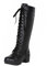 Minetom Stivali Donna Alti PU Tacchi Blocco Goth Punk Stivali Alti Stringata Scarpe Autunno Invernali Stivali da Motociclista B Nero 35 EU