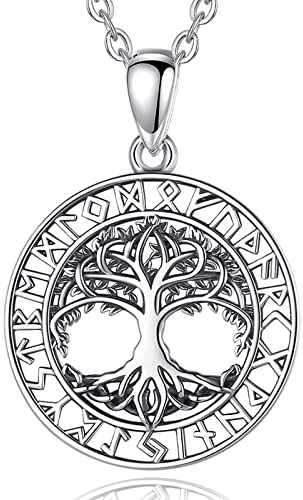 EUDORA Harmony Ball Wikinger Lebensbaum Kette Damen 925 Sterling Silber Vintage Viking Baum des Lebens Halskette Anhänger Schmuck Amulett Geschenk für Frauen Mädche Mutter Tochter, 45cm