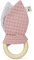 GRÜNSPECHT Greifring mit Stoffohren, Holzring mit waschbaren Stoffohren aus 100% Baumwolle, für Greifsinn & Tastsinn, Geschenk Spielzeug Baby, rosa (571-V2)