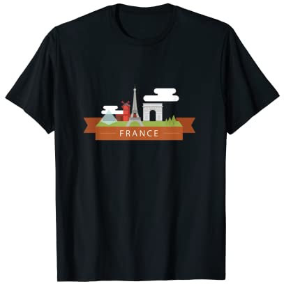 Frankreich Eiffelturm Moulin Rouge Paris Gebäude Souvenir T-Shirt
