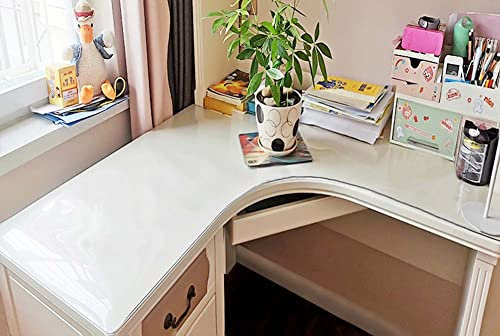 Eck-Schreibtischunterlage, transparent, 60 x 160 cm, L-förmig, Schreibmatte, Mauspad, hitzebeständig/wasserdicht, PVC-Schreibunterlage für Laptop und Computer