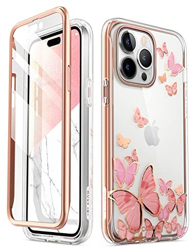 i-Blason Glitter Case for iPhone 14 Pro Max (6.7 Inch) 360 Degree Bumper Protective Cover [Cosmo] with Screen Protector 2022 Edition (Pinkfly)