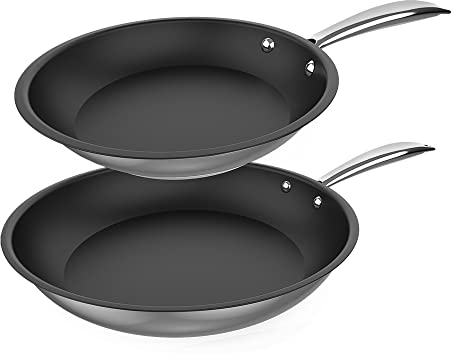 Cecotec Set de Sartenes Polka Classy 20-24 Bucket Set Steel. Diámetro 20-24 cm, Acero Inoxidable 18/10, Revestimiento Antiadherente, Mango Remachado, Apta para todo Tipo de Cocinas