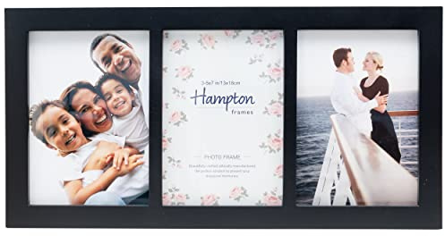 Hampton Frames GALLERY 3 Aperture - 5x7 (13x18cm) Black Multi Aperture Picture Photo Frame Acrylic (Non-Glass) Front GAL57-3APBKP