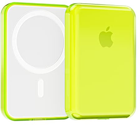 oakxco pour Boîtier de Batterie Magsafe, Boîtier en Silicone TPU Ultra-Mince Doux, Résistant aux Rayures et aux Chocs, pour Hommes Femmes, Compatible avec Batterie Externe Apple Magsafe, Jaune Fluo