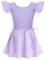 Gymnastik Trikots für Mädchen Ballettkleidung Kinder Ballett Tanz Kleid Bodysuit mit Chiffon Wrap Rock Baumwolle Criss-Cross U-Rücken Tütü Tanzoutfit Rhythmische Sportgymnastik Anzug Violett 5-6J