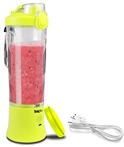 Total Chef Portable Mini Blender Cordless Personal Smoothie Maker 600ml Fruit Veggie Juicer Cup with Lid 6 Blades USB Rechargeable Ideal for Baby Food Gym Travel Sport On The Move Home Office Yellow
