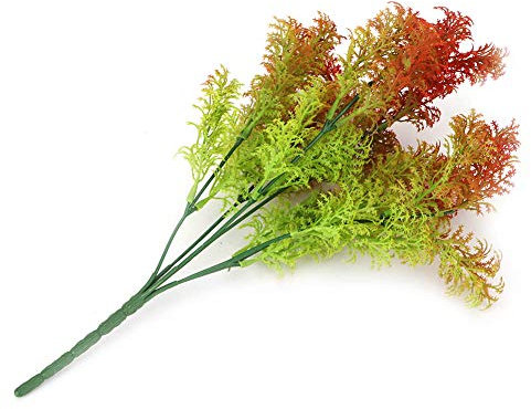 QANYEGN Künstliche Algen-Kunststoffblätter, Aquarium-Grünpflanzen-Dekorationen, Hausgarten-Dekoration(Ke grass-orange)