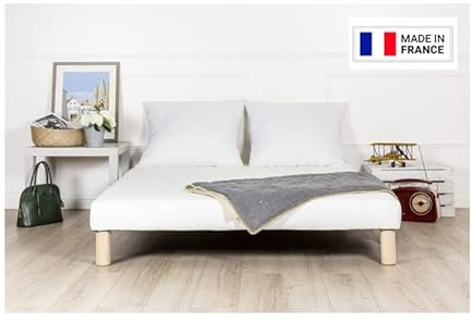 Générique Sommier Wyatt Blanc(140x200cm) Pieds Offert. Fabrication Francaise