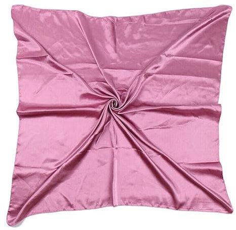 Foulard en satin de soie solide Hijab uni brillant doux grand carré tour de cou 90 cm x 90 cm, rose, taille unique