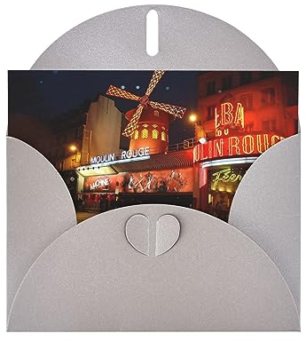 Grußkarten mit Umschlägen Moulin Rouge Druck Perlglanzpapier Urlaubskarten Lustige Geburtstagskarte 10,2 x 15,2 cm Party Einladungskarte Blanko-Karten