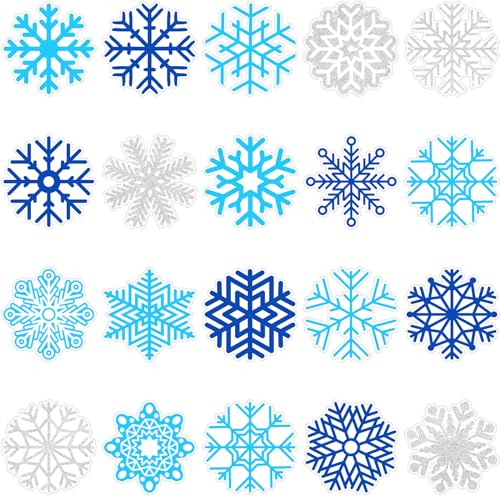 20 Stück Winter Dicke Gel Klings Schneeflocke Fensterdekorationen Weihnachten Schneeflocke Fenster Aufkleber Winter Fensterdekoration für Kinder Kleinkinder Zuhause Flugzeug Weihnachten Party Zuhause