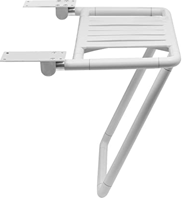 SABUIDDS Duschhocker Edelstahl Duschsitz Klappbar Duschklappsitz Weiß Klappsitz Dusche bis 441 LBS Duschhocker Modern Wandklappstuhl Badhocker Duschhilfe Dusche für Schwangere Senioren & Behindert
