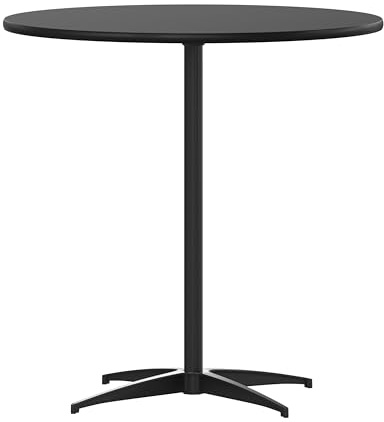 Flash Furniture Lars Black 30'' Round Wood Cocktail Table with 30'' and 42'' Columns