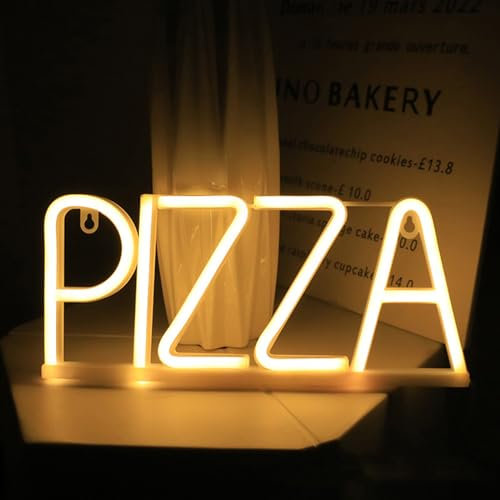 Néon LED Mural - PIZZA Lettre Neon Enseigne Lumineuse & Autocollants DIY Pour Les Heures D'ouverture Pour Pizzeria Bar Restaurants Cuisine Partie Décoration (Chaud)