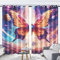 WEQEER 3D Schmetterling Verdunkelungsvorhänge Anime Schmetterlings mädchen vorhänge Mit Ösen Bunt Schmetterling Vorhänge Für Kinderzimmer, 2 Paneele (2,150x166cm(2x75x166cm))