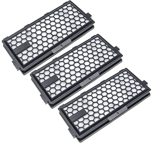 vhbw 3x Staubsaugerfilter kompatibel mit Miele S 6760, S6390, S6730, S6710, S6360, S648, S658, S638 Staubsauger - HEPA-Aktivkohlefilter Schwarz Weiß