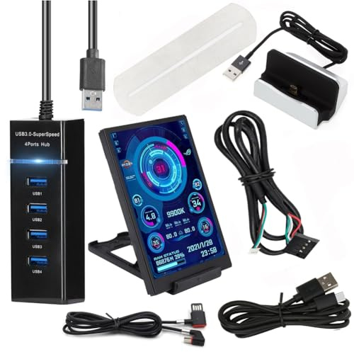 iFutniew 12,7 cm IPS Computer Sekundärbildschirm Computer LCD Monitor Display USB Dynamische Anzeige Sub-Screen für Computer Laptop B