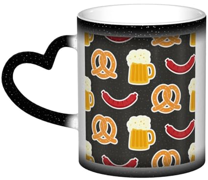 XDVPALNE Pretzel and Beer, Ceramics Mug Heat Sensitive Color Changing Mug in The Sky Coffee Mugs Ceramic Cup 330 ml