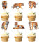 Blumomon 24 Pcs Tiger Happy Birthday Cupcake Toppers - Forest Animal Cupcake Decoration Picks - Jungle Safari Cake Decorations for Tiger Theme Baby Shower Kids Boys Girls Birthday Party Supplies