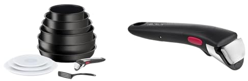 Tefal Ingenio Batterie de cuisine 11 p, Casseroles, Poêles, Wok, Poignée amovible, Induction & Ingenio Poignée amovible noire, Empilable, Verrouillage sécurité 3 points
