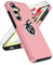 LeYi Funda para Samsung Galaxy S24 FE con 2× Protector de Pantalla, Carcasa con 360 Grados Metálico Anillo Hard PC Silicona Antigolpes Case, Rosa