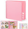 DazSpirit Fotoalbum zum Selbstgestalten, 8-inch Fotobuch zum Einkleben, Quadratisches Hardcover-Scrapbook und Gästebuch Geburtstag für Abschluss, Hochzeit, Babys, mit 5 Aufkleber, 60 Seiten, Rosa