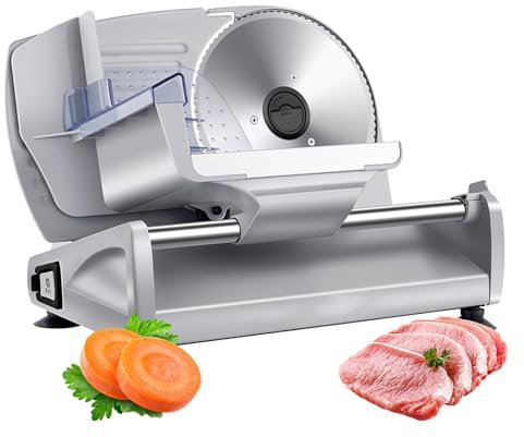 KELUNIS Meat Slicer 7.5 Inch Electric Food Slicer 200W Electric Deli Slicer with 0-15mm Thickness Adjustable Blade for Commercial and Home Use
