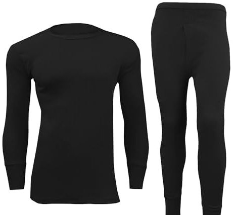 YAHOMI Men’s Thermal Underwear Set Full Long Sleeve And Short Sleeve Vest Top and Long Johns Bottoms Perfect Heat Micro Winter Underwear (Black Long Sleeve, 5X large)