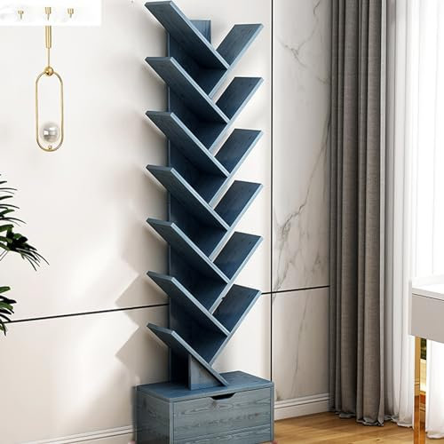 ZXXHNNAIHG DVD Media Storage Organizer,Wood Music Album Store Rack, CD Storage Rack Holder,Tree Shaped Bookshelf,Vinyl Record Storage Holder Stand Rack Bookcase Home Office