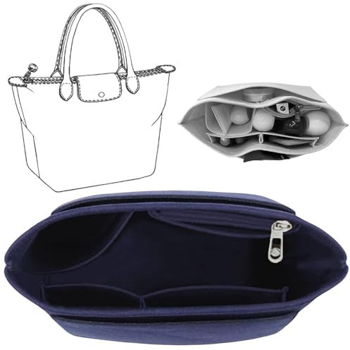 FONDUO Taschen Organizer für Longchamp Bag, Filz Handtaschen Taschenorganizer Handtaschen Organisator, Handtaschenordner Organizer für Damen Mädchen (L,Blau)