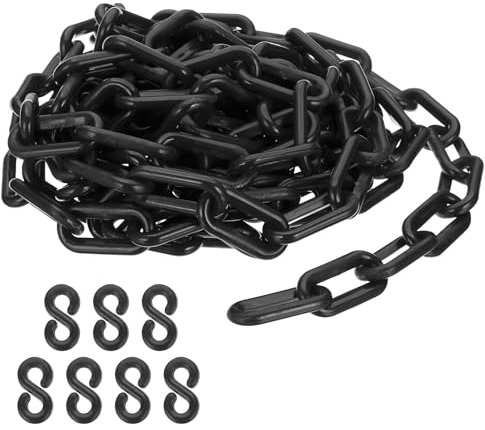 PATIKIL Black Plastic Chain, 16 ft 8mm Safety Barrier Chain for Crowd Control, Queue Line, Parking, Fence, Gate, Concert, Construction Site and Decoration