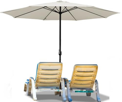 Ollewiellan Sonnenschirm Ø 350 cm mit Kurbel, Ampelschirm UV Schutz 50+ Strandschirm, Sonnenschutz, Gartenschirm wasserdicht für Terrasse, Balkon, Pool, ohne Ständer, Beige