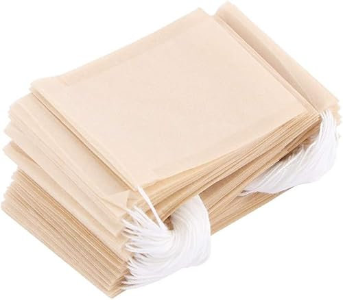100 bustine di tè usa e getta per foglie di tè sfuse, sacchetti filtro da tè non sbiancati con coulisse, colini e filtri e compostabili