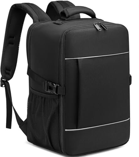 Ruschen Handgepäck Rucksack 40x20x25 für Ryanair, Laptop Rucksack Reiserucksack für Flugzeug, Handgepäck Backpack für Herren Damen (Schwarz)