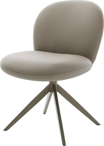 DELIFE Esszimmerstuhl Nube-Flex Kreuzgestell breit Effektfinish Titan Echt-Leder Schlamm 360° drehbar Taschenfederkern