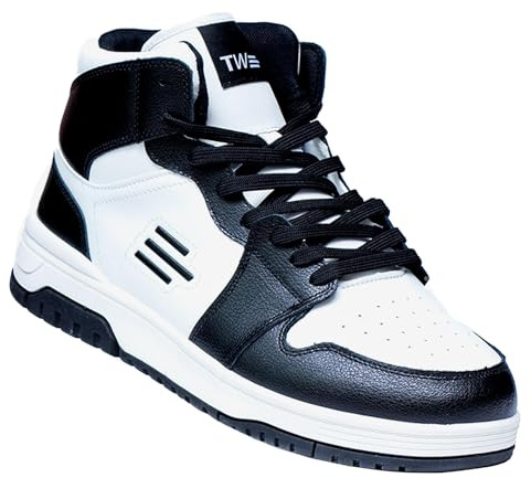 Tredd Well Men's Wide Fit Beckham Mid Top Black White Casual Boots