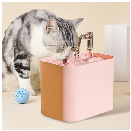Fontaine a Eau Animaux sans Fil Rechargeable Fontaine Eau sans Fil Chat Distributeur Eau Chat Automatique ceramique Base Anti-Renversement Niveau