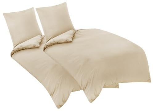 Aisbo Bettwäsche 135x200 4teilig Khaki - Mikrofaser Bettwäsche-Sets mit Reißverschluss, ÖKO-TEX Bettbezug 135 x 200 cm 4tlg mit Kissenbezug 80x80 cm, Weich und Bügelfrei