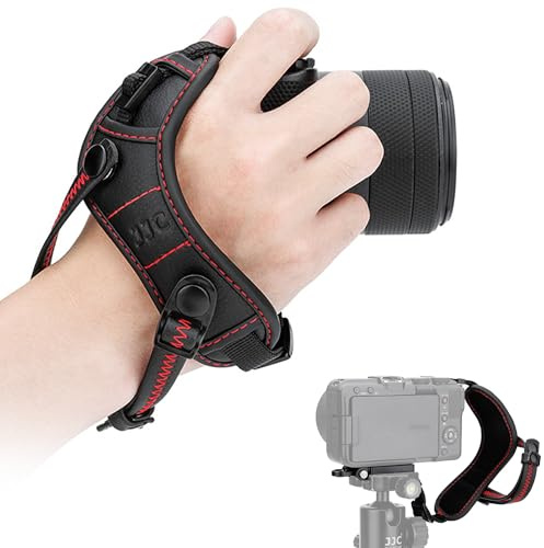 Camera Hand Wrist Grip Strap with Arca Quick Release Plate for Nikon Coolpix P950 P1100 P6000 ZV-E10 for Lumix S5IIX S9 S1II S1 IIE S1RII EOS R50 R50V R100 & More Camera with Small Strap Lugs - Red