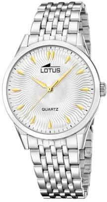 Lotus Herrenuhr Analog aus Edelstahl 316L | Quarzuhr, Widerstandsfähiges Mineralglas, Wasserdicht 5 ATM, 19056/2, Classic Steel