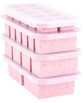 Souper Cubes Silicone Freezer Mould Gift Set - 4-Pack Bundle - Cotton Candy | 100% Platinum-Cured Silicone Freezer Trays For Batch Cooking, Oven & Microwave Safe, 2 Tbsp, 1/2, 1, & 2 Cup Meal Prep Bundle