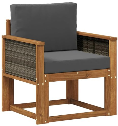vidaXL Outdoor Mittelsofa Massivholz Akazie Natur, Garten-Sofa, modernes Eckmöbel, wetterfestes Loungeset, Terrasse Sitzgruppe für draußen