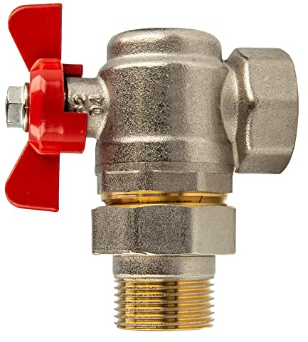 tecuro Winkel Kugelhahn mit Verschraubung G 1/2 Zoll x Innengewinde Rp 1/2 Zoll, Messing vernickelt